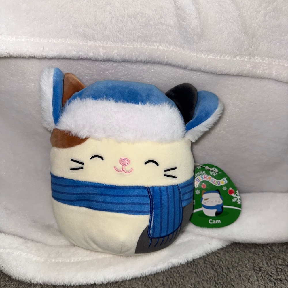 Squishmallows Blue and Cream Cat Plush